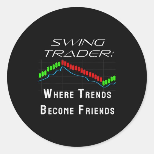 Sticker Rond Funny Swing Trader Trading Stock Market (Devant)