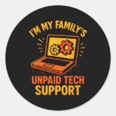 Sticker Rond Funny Tech Guy Suprt Computer Geek Nerd Engineer G (Devant)