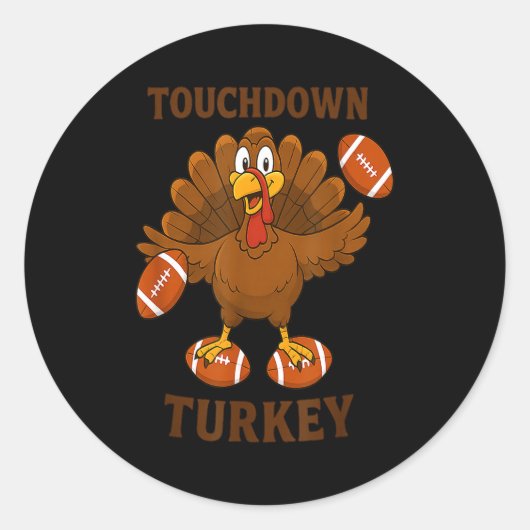 Sticker Rond Funny Thanksgiving Football Touchdown Turkey  (Devant)