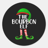 Sticker Rond Funny The Bourbon Elf Matching Family Christmas  (Devant)