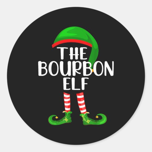 Sticker Rond Funny The Bourbon Elf Matching Family Christmas  (Devant)