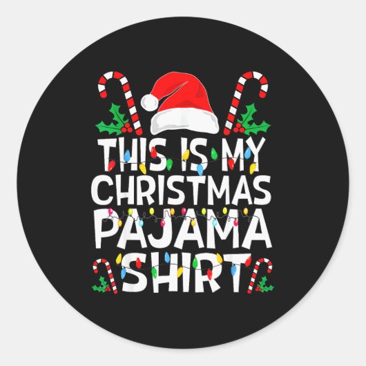 Sticker Rond Funny This Is My Christmas Pajama Sweater For Chri (Devant)