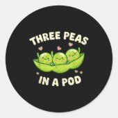 Sticker Rond Funny Three Peas In A D Cute Kawaii (Devant)