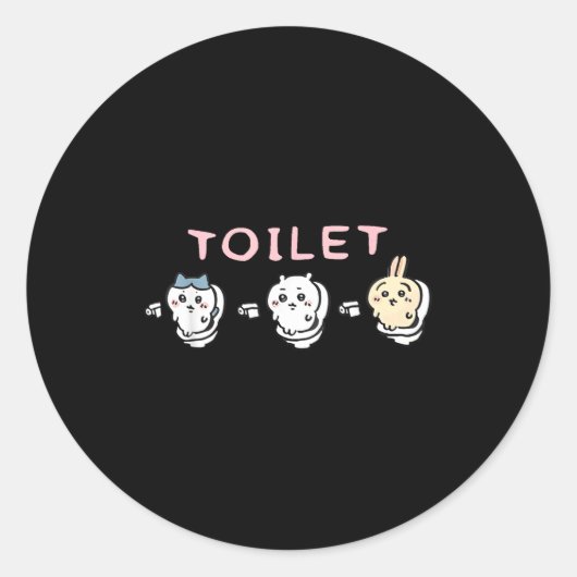 Sticker Rond Funny Toilet Time Chikawa Meme  (Devant)