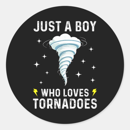 Sticker Rond Funny Tornado Gift For Boys Kids Hurricane Weather (Devant)