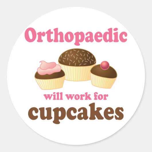 Sticker Rond Funny travaillera pour Cupcakes Orthopédique (Devant)