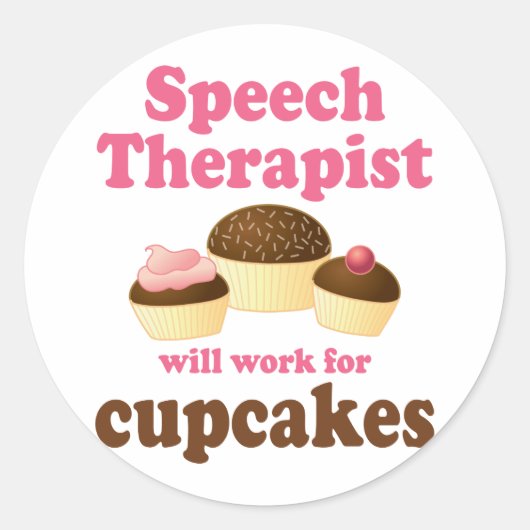 Sticker Rond Funny travaillera pour Cupcakes orthophoniste (Devant)