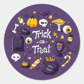 Sticker Rond Funny Trick or Treat Kidas Halloween (Devant)
