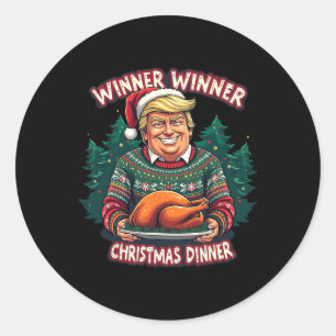 Sticker Rond Funny Trump Gagnant de l'Humour de Noël Christma