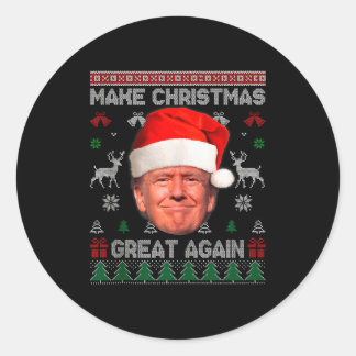 Sticker Rond Funny Trump Sweat Ugly Noël Faire de Noël à nouvea