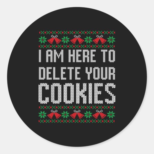 Sticker Rond Funny Ugly Christmas Sweater Computer Geek Christm (Devant)