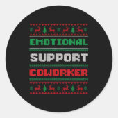 Sticker Rond Funny Ugly Christmas Sweater Emotional Suprt Cowor (Devant)