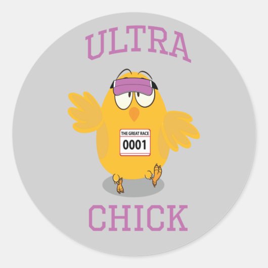 Sticker Rond Funny Ultra Chick Runner (Devant)