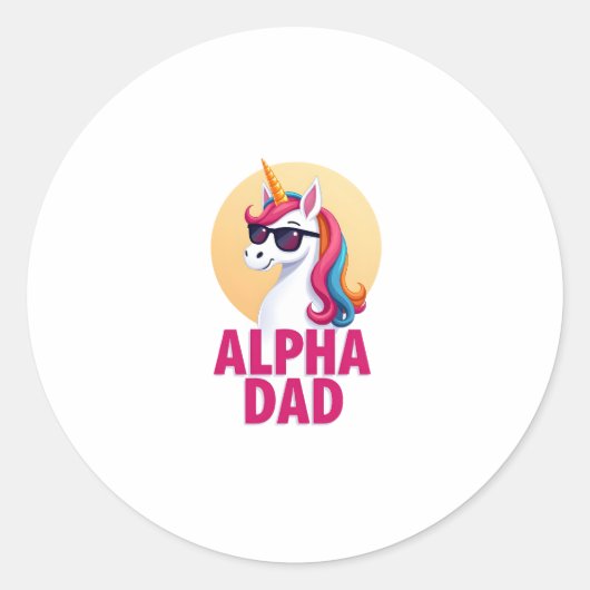 Sticker Rond Funny Unicorn Dad Laufey Men Father's Day Christma (Devant)