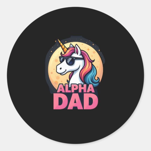 Sticker Rond Funny Unicorn Dad Laufey Men Father's Day Christma (Devant)