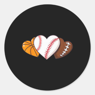 Sticker Rond Funny Valentines Day Basketball de baseball de foo
