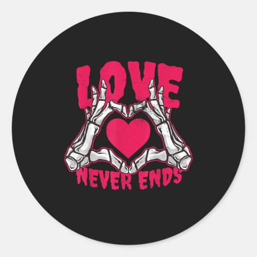 Sticker Rond Funny Valentines Day Skeleton Heart Mains (Devant)