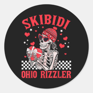 Sticker Rond Funny Valentines Day Skibidi Ohio Rizzler Heart Sk