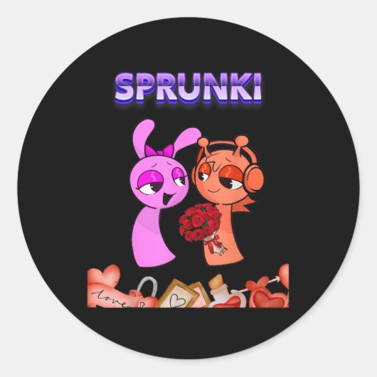 Sticker Rond Funny Valentines Day Sprunki Coeur Pour Enfants Fi (Devant)