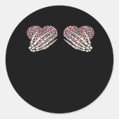 Sticker Rond Funny Valentines Jour Squelette Mains Coeurs Fille (Devant)