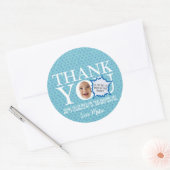 Sticker Rond Funny visage bleu fête d'anniversaire merci Sticke (Enveloppe)