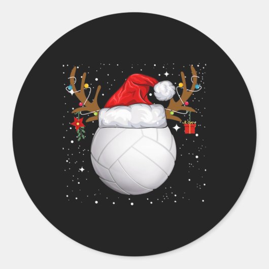 Sticker Rond Funny Volley Santa Hat (Devant)