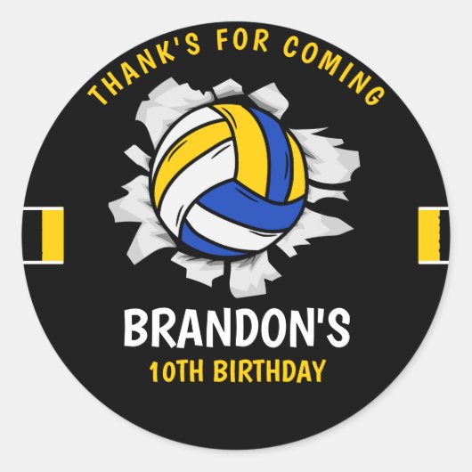 Sticker Rond Funny Volleyball Boy Birthday (Devant)
