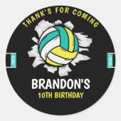 Sticker Rond Funny Volleyball Boy Birthday (Devant)