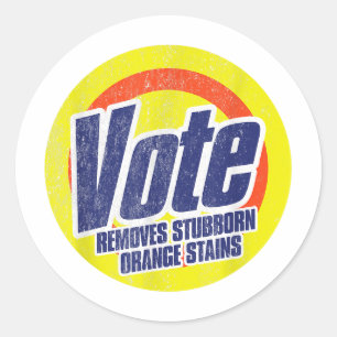 Sticker Rond Funny Vote supprime Orange Têtu Contre Orange