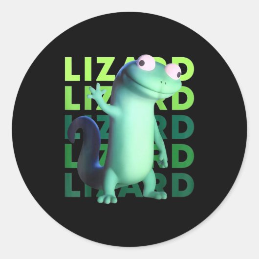 Sticker Rond Funny Weirore Lizard Meme _ 3d Surreal Animal (Devant)
