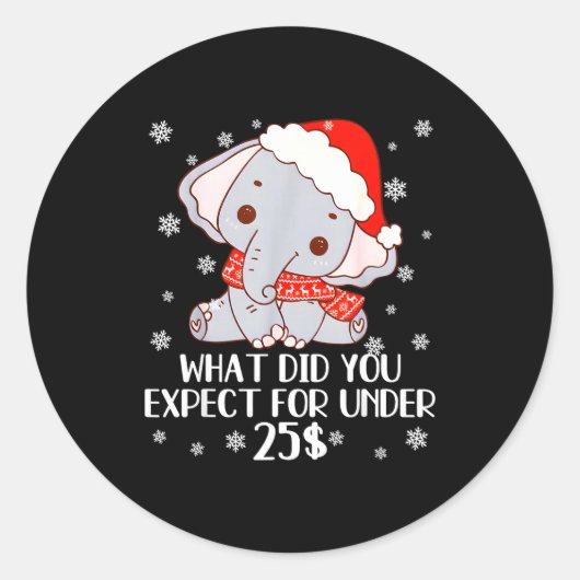 Sticker Rond Funny White Elephant Pjs For Adults Under 15 20 (Devant)