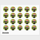 Sticker Rond Funny Wiener Chien Père Noël | Noël de Dachshund (Feuille)