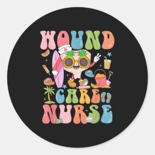 Sticker Rond Funny Wound Care Nurse Summer Vibes Nurse Speciali