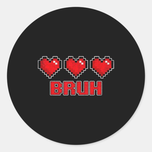 Sticker Rond Funny Xel Hearts Gamer Bruh, Valentines Video Game (Devant)
