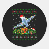 Sticker Rond Funny Xmas Lighting Tree Santa Ugly Airplane Chris (Devant)
