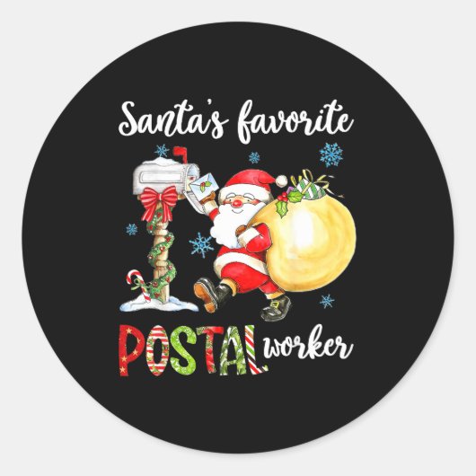 Sticker Rond Funny Xmas Lights Santa's Favorite Stal Worker Chr (Devant)