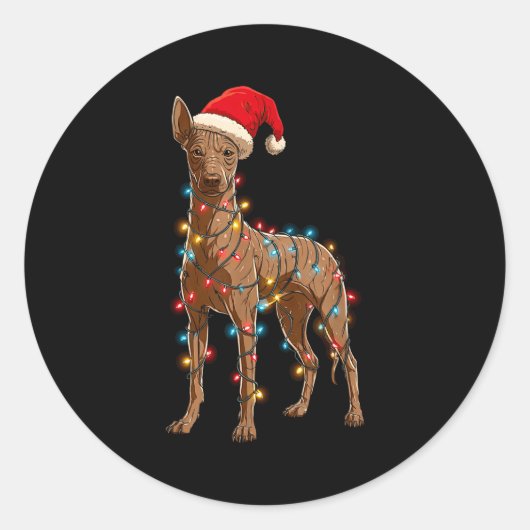 Sticker Rond Funny Xoloitzcuintli Christmas Graphic Dog Lights  (Devant)