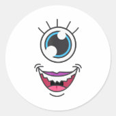 Sticker Rond Funny Y Monster Eyeball Face Halloween (Devant)