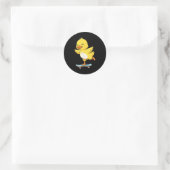 Sticker Rond Funny Yellow Duck Skater Skateboard Ballerina Zoo (Sac)