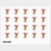 Sticker Rond Funny Yorkshire terrier chien est un pompier (Feuille)