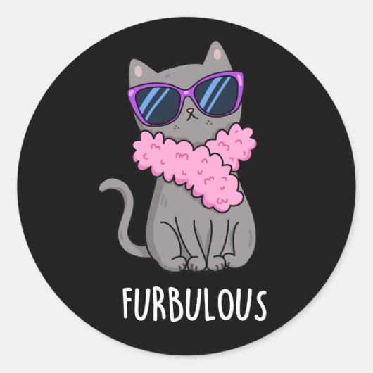 Sticker Rond Furbulant amusant élégant jeu de chatons Dark BG (Devant)