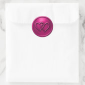 Sticker Rond Fuschia Two Hearts Intertwined Wedding (Sac)