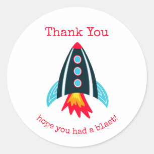 Sticker Rond Fusée spatiale Merci Anniversaire