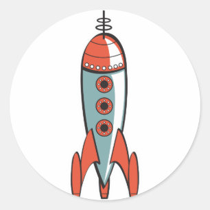 Sticker Rond fusée spatiale rétro
