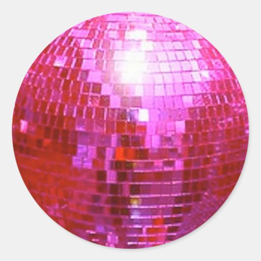 STICKER ROND FUSHIA DISCO BALL DANCE PARTI (Devant)
