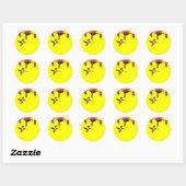 Sticker Rond Fushia et colibri (Feuille)