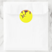 Sticker Rond Fushia et colibri (Sac)