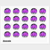 Sticker Rond Fushia Roses et piano Clavier et notes (Feuille)