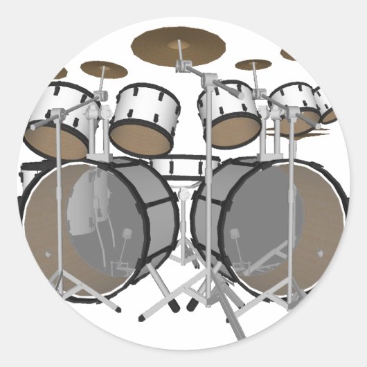 Sticker Rond Fûts : Kit de tambour blanc : modèle 3D : (Devant)