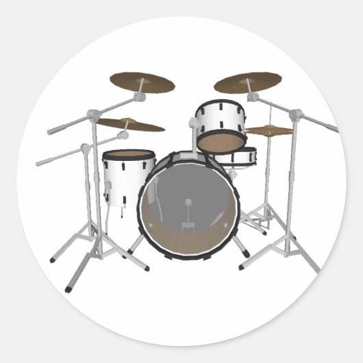 Sticker Rond Fûts : Kit de tambour blanc : modèle 3D : (Devant)